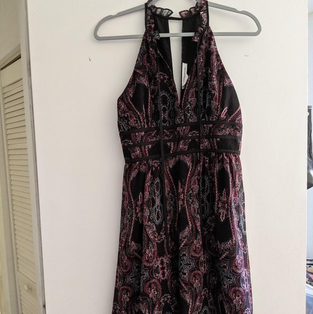 BCBGeneration High Neck Halter Keyhole Babydoll Mini Dress